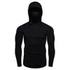 Erkek Spor Ince Hoodie Uzun Kollu Hoodies Maske Ile Kazak Rahat Splice Büyük Açık-Çatal Maske Hoodie Kazak Kapüşonlu Tops