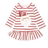 Dziewczynek Boże Narodzenie Deer Santa Claus Sukienka Cartoon Dzieci Stripe Princess Dresses Xmas Dzieci Kostium Odzież C2573