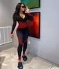 Roupa de 2 peças para mulheres agasalho moletom jogging femme zíper decote em v top lápis leggings conjunto fitness Chandal Mujer