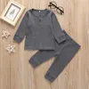 Ropa de bebé caliente para niños y niñas Camiseta de manga larga Pantalones 2 piezas Conjuntos de ropa para niños Primavera Otoño Trajes para niños pequeños 6 colores 0-3T