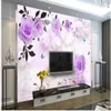 クラシックな絵画の壁紙紫色のバラの壁紙3 d三次元の花の柔らかいパッケージリビングルームのテレビの背景の壁