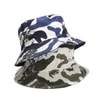 Sommar slips-färgkamouflage dubbelsidig hink hatt bob män kvinnor skydd sol hatt panama utomhus pojkar resa camo fiskare hatt