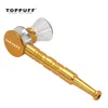 TOPPUFF Metal Smoking Pipe 102MM Air Craft Aluminum Smoke Tobacco Herb Pipes With Glass Bowl Metal Hand Spoon Pipe For Smoking