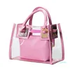 Designer- Bolsa de praia Bolsa tote transparente transparente bolsa mensageiro ombro transparente para viagens na praia Pink235l