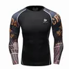 Mens Compression Långärmad Andningsbar Snabbtorkad T-shirts Bodybuilding Vikt Lifting Base Layer Fitness Tight Tops T-shirt