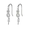 Earrings Settings Hook Pearl Cap with Peg Semi-finished Mountings 925 Sterling Silver Zircon 5 Pairs