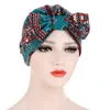 Muslim Print Bonnet Womens Big Bowknot Stretch Hijab Turban Hat Scarf Headwear Cap Head Wrap Chemo Beanies Bows Hair Accessories