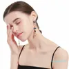 Hot Sale Fashion Long Örhängen för Kvinnor Party Smycken Guldpläterad Geometrisk form Multicolor Crystal Dangle Earring Resin Örhängen