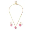 Pendant Fashion 2020 Butterfly Necklaces And Earrings Set For Women Girls Fashion Pink Gold Necklace Elegant Choker Sweet Jewelry Gift