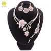 Nigeria Klassieke Sieraden Sets Elegante Bruid Bruiloft Bloemvorm Ketting Oorbellen Armband Ring Set voor Dubai Vrouwen CX200813