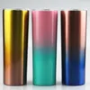 Gradient 20oz Skinny Tumbler Stainless Steel Tumblers Travel Mug Vacuum Insulated Beer Coffee Mugs with Lid and Straw free shipping