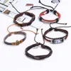 Charm Bracelets 5Pcs Retro Men Faux Leather Braided Rope Beads Bracelet Wrist Bangle Jewelry Men's Alloy Punk Viking Gift292n