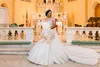 Luksusowe frezowanie Syrenki Suknie Ślubne Off The Shoulder Cap Rękawy Plus Size Chapel Wedding S Gown Bridal Vestido de Novia