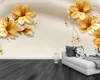 Özel 3D Photo Duvar kağıdı Altın 3D Kabartmalı Ev ve Zengin Çiçekler Arkaplan Duvar Romantik Çiçek 3d duvar kağıdı
