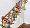 Canvas Christmas Stocking Presentväskor Kanfasjul Xmas Ström Storlek Santa Snowflake Deer Plain Burlap Decorative Socks Bag