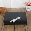 24*19.5*7 cm blanc/noir/marron/rouge boîte de papier avec ruban grande capacité papier carton Kraft boîte-cadeau écharpe vêtements emballage SN1773