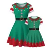 2020人気のクリスマスデジタル印刷ベルロリポップストライプ母と娘のラウンドネック半袖ドレス