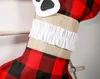 Christmas Gift Torby w kształcie kości Boże Narodzenie Stocking Plaid Xmas Drzewo Wiszące Skarpetki Pet Stocking Kids Candy Torba Xmas Dekoracje BT5736