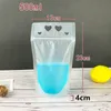 Disposable Clear Drink Pouches Bags Frosted Zipper Stand-up Plastic Juice Milk Coffee Drinking Bag With Straw With Holder Reclosable 100PCS