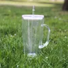 25oz Plastic Cup mug with handle double walled Drinking tumbler with lid straw Juice Beverage Ice Cold water cups mugs for snow globle eposy