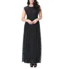 maxi abiti vintage in pizzo plus size 6XL senza maniche pannello in poliestere lunghezza del pavimento abito casual da donna alla moda con collo a forma di O