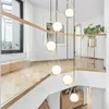 Лестничный длинный подвесной светильник простой современный дом Нордик гостиной творческой личности ресторан стеклянный шар подвеска фары 110-265V