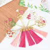 Rétro fleur ventilateur métal signet style chinois glands pendentif livre marque pour enfants étudiant cadeau école fournitures de bureau