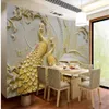 animaux d'or en relief 3D papiers peints papier peint murale d'arrière-plan pour les murs 3 d pour le salon 3d fonds d'écran