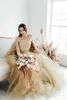 Champagne Gold Wedding Dresses with Long Sleeve Lace Tutu Long Sleeve Gothic Country Beach Wedding Gown abiti da sposa