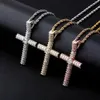 Vintage Retro CZ Baguette Style Cross Pendant Halsband Mens Micro Pave Cubic Zirconia Gold Silver Rose Gold Halsband