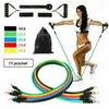 Motståndsband 11st band fitness gym utrustning yoga elastisk träning pull rep set pilates tubes träning