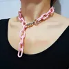 Collana regolabile con ciondolo nappa hip-hop per donna Moda punk Acrilico Grosso catena spessa Portachiavi Portachiavi Dichiarazione Collane Gioielli