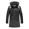 Mens Sheepskin Leather Jacket Fox Fur Collar Genuine Leather Coat And Jackets Hoodies Snow Jacket Real Fur Ovvercoat Windreaker Outerwear