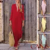 Lin mode femmes Boho longue robe Maxi dame soirée été plage robe d'été femmes col en V longue robe 224e