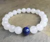 Natural Stone 10mm White Jade Beaded Strands Bracelets Lapis Lazui Bracelet,Elastic Bracelet ,Gemstone Beads Heal Bracelet,Gifts