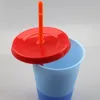 500 ml kleur veranderende bekers 16oz koude cups kleur veranderende tuimelaar met stro ecofriendly koffie tuimelaar reizen koude cups 5pcs / set