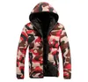 Camouflage Mens Parka Maniche lunghe con cappuccio Tasche con cerniera Cappotti caldi invernali Mens Causal Winter Parka Homme