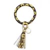 Tassel Leather Bracelets PU Keychain Leopard Print Sunflower Cactus Wrap Key Ring Wristbands Multi Color Bangles 8 5by G2