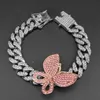 Glacé diamant femmes Boday chaîne bijoux Zircon lien cubain bracelets de cheville chaîne or argent rose papillon bracelets de cheville 9886449