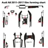 Autocollants de moulage de changement de couleur de Console centrale intérieure de voiture en Fiber de carbone 3D 5D de style de voiture pour Audi A8 D4 2011-2017
