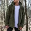 Mens tungvikt päls huva pocket jackor fluffy fleece päls jacka vinter varm lös outwear cardigan vanlig tjock kappjacka