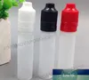 Nuevas botellas Tapa de manipulación a prueba de niños Botellas de líquido E de 15 ml con cerradura de cuentagotas larga Botella de pluma vacía de plástico Botellas de LDPE de 15 ml