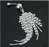 Rostfritt stål Diamond Tassel Belly Ring Fashion Sexig Crystal Pierced Navel Bell Button Ringar Kvinnor Mode Smycken