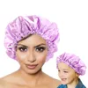 Girl Shower Cap Satin Bath Hat Podwójna warstwa włosów Regulowana elastyczna opaska Salon Salon Makijaż Hair Akcesoria Wodoodporne