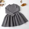 Hiver Automne Noël Bébé Filles Robe À Manches Longues Pull À Carreaux Robe Pour Filles Robe D'anniversaire Vêtements Nouveau-Né 3 12 24 M 210315