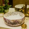 Cinese Jingdezhen Art Counter Top lavabo in ceramica porcellana fatta a mano lavelli lavabo bagno