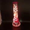 25CM 10 Inch Premium Pink Vein Glow in the Dark Pink Color with Hookah Water Pipe Bong Glass Bongs With 18mm Downstem And Bowl Ready for Use US Warehouse