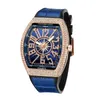 Elegant Blue Fashion Luxury Designer Diamond Alligator Leather Armband Kalender Datum Quartz Batterisur för män Women269w