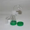 Högkvalitativ vattenpipa rökning askfångare med silikonbehållare tjock Pyrex 14mm 18mm Joint 45 90 graders glas Ashcatcher för bongs vattenrör