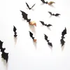 12pcs Three-dimensional PVC Wall Stickers Black Bat Butterfly Wall Stickers Halloween Children's Room Atmosphere Decorations VT1492